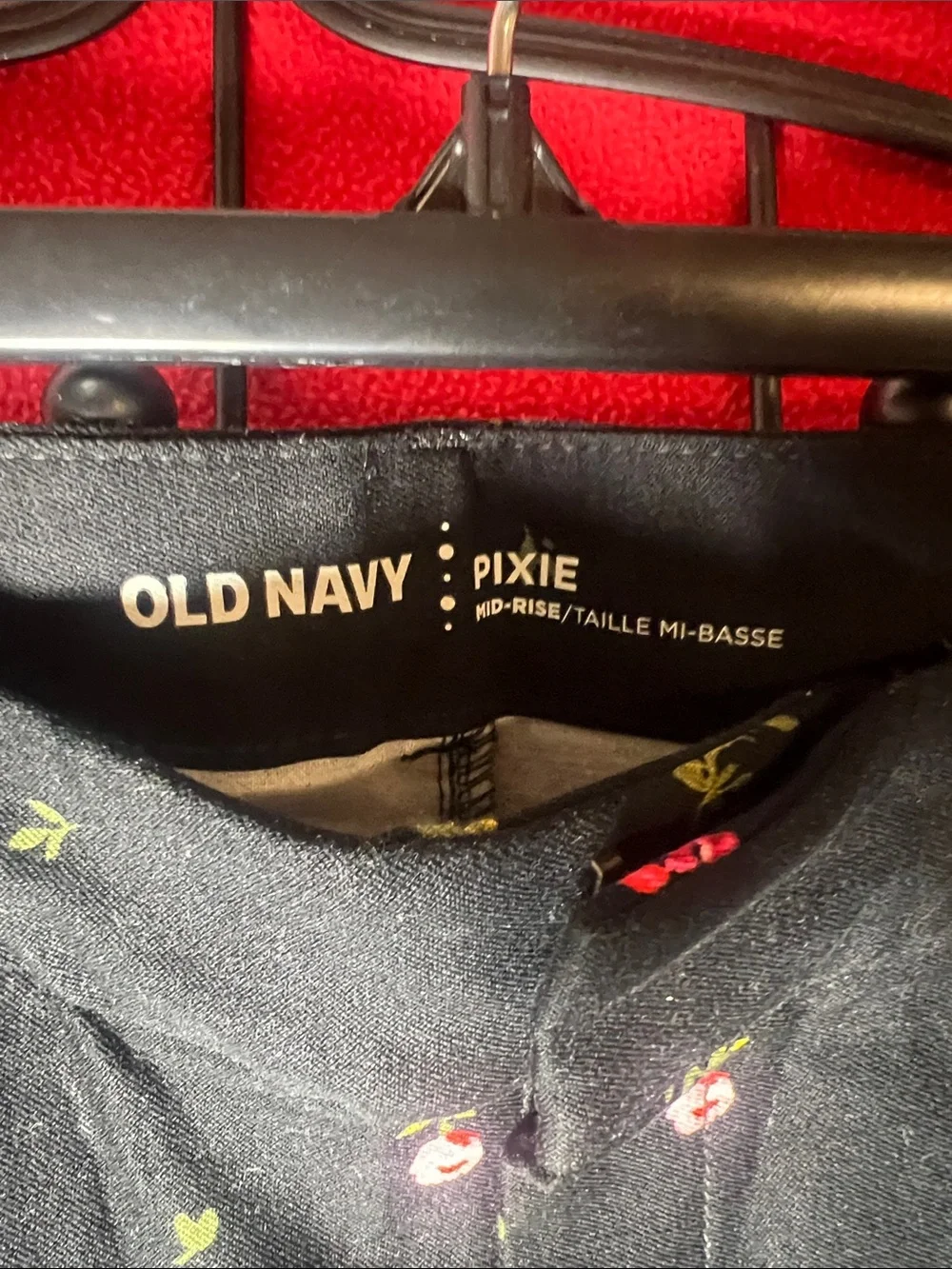 Old Navy Black Leggings with Pink & Green Floral Print